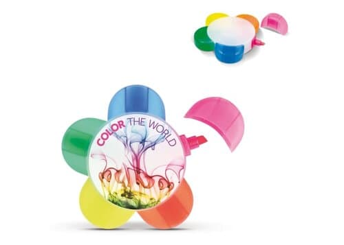 Textmarker Blume mit 5 Farben