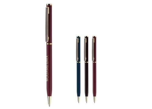 Metallkugelschreiber Slim mit Gold Applikation