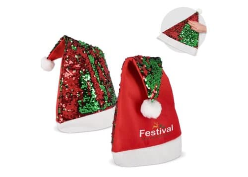 Zweifarbige Pailletten-Weihnachtsmütze