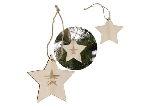 Sternförmiges Weihnachtsornament aus Holz