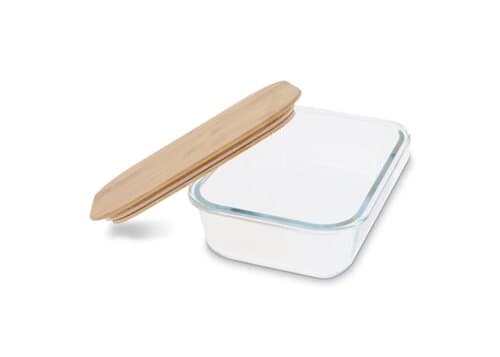 Lunchbox aus Glas mit Bambusdeckel