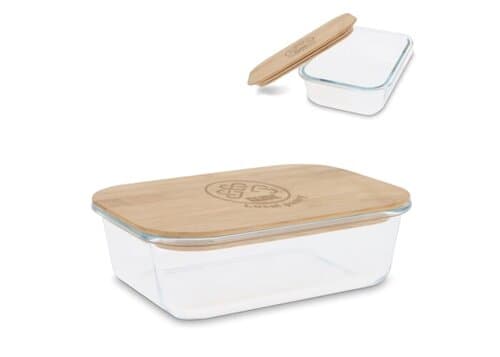 Lunchbox aus Glas mit Bambusdeckel