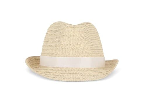 Pflanzlicher Strohhut mit farbigem Band