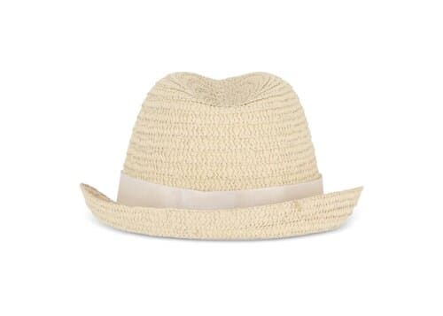 Pflanzlicher Strohhut mit farbigem Band