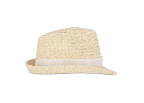 Pflanzlicher Strohhut mit farbigem Band