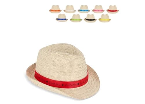 Pflanzlicher Strohhut mit farbigem Band