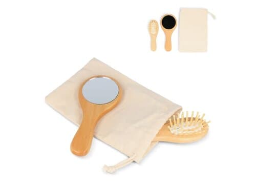 Schima superba Holz Pinsel & Spiegel Set