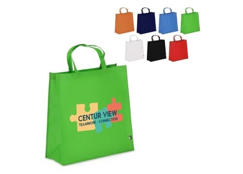 R-PET Tragetasche aus Non Woven 45 x 18 x 45cm 75g/m²