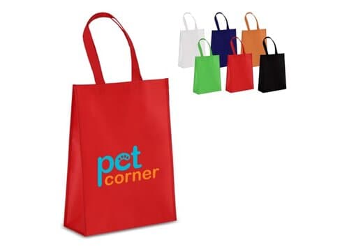 R-PET Tragetasche aus laminiertem Non Woven 30 x 12 x 40cm 105g/m²