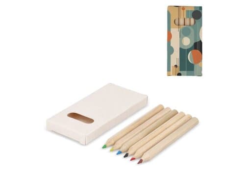 6 Buntstifte in einer Schachtel aus recyceltem Milchkarton