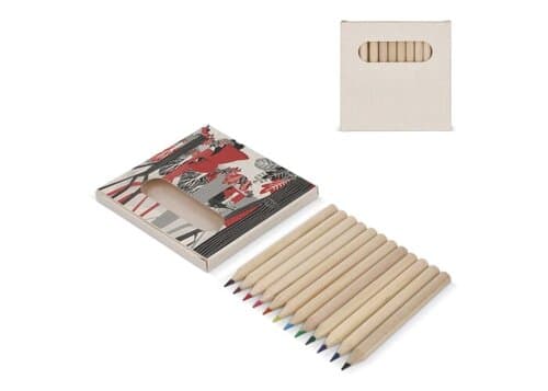 12 Buntstifte in einer Schachtel aus recyceltem Milchkarton