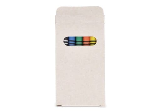 6 Wachsmalstifte in einer Schachtel aus recyceltem Milchkarton