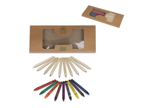 Malstifte und Buntstifte in Kraftbox