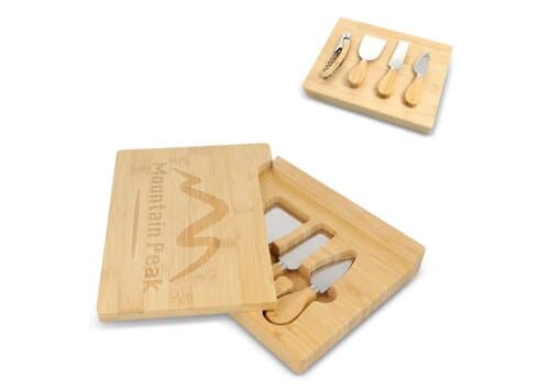 4er-Set für Käse und Wein aus Bambus