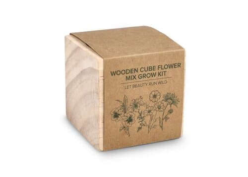 FSC-Holzpflanzgefäß-Set – Blumenmischung