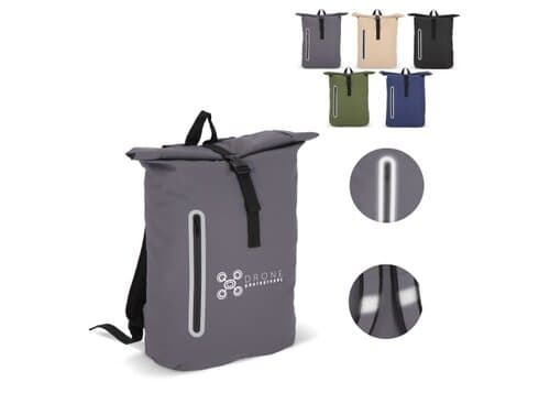 PU-beschichteter R-PET 600D Rolltop-Rucksack 20L