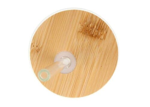 Glas mit Bambusdeckel & Strohhalm 450ml