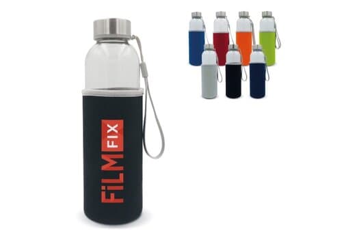 Trinkflasche aus Glas mit Neoprenhülle 500ml