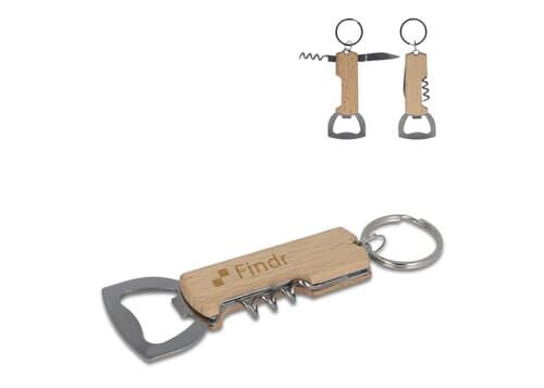 Bambus Wein & Flaschenöffner Schlüsselanhänger