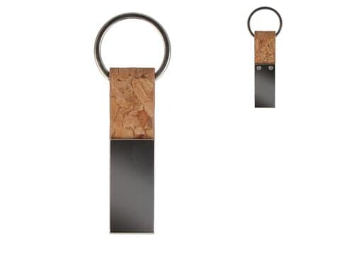 Schlüsselanhänger Kork & Metall rechteckig