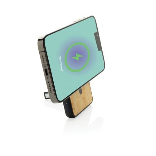 Zen 5000mAh 5W magnetische Bambus-Powerbank aus RCS rPlastik