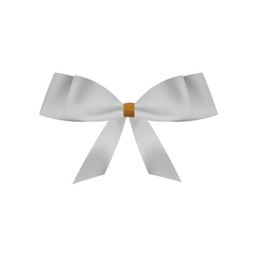 Deko, ca. 1g, Schleife weiß klein mit goldenem Clip