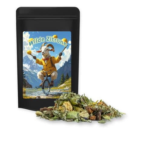 Kräutertee Bergtee & Zitrus, ca. 11g, Standbeutel Mini schwarz