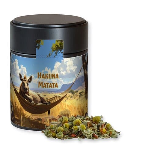 Bio Rotbuschtee Entspannungszeit, ca. 50g, Metalldose Midi schwarz