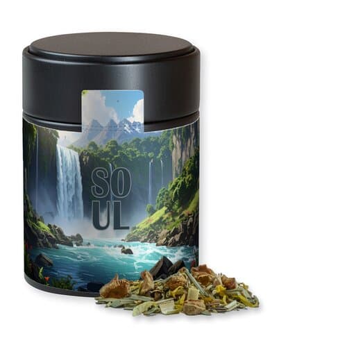 Bio Kräutertee Seelenwohl, ca. 30g, Metalldose Midi schwarz