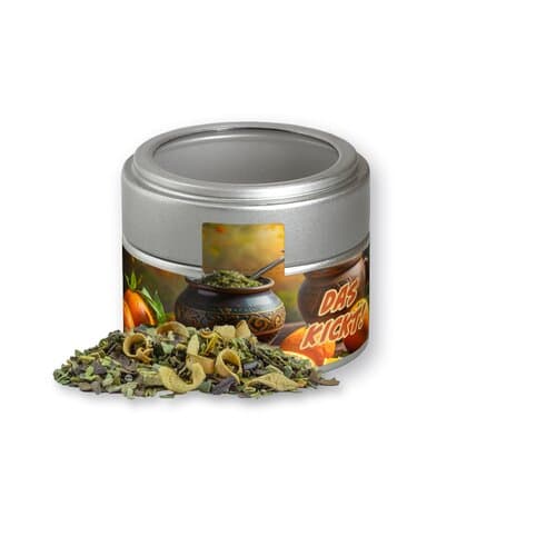 Matetee Orange, ca. 19g, Metalldose Mini mit Sichtfenster silber