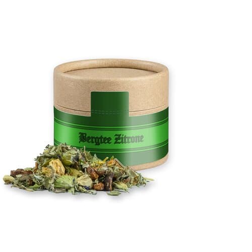 Kräutertee Bergtee & Zitrus, ca. 15g, Kraftpapierdose Mini