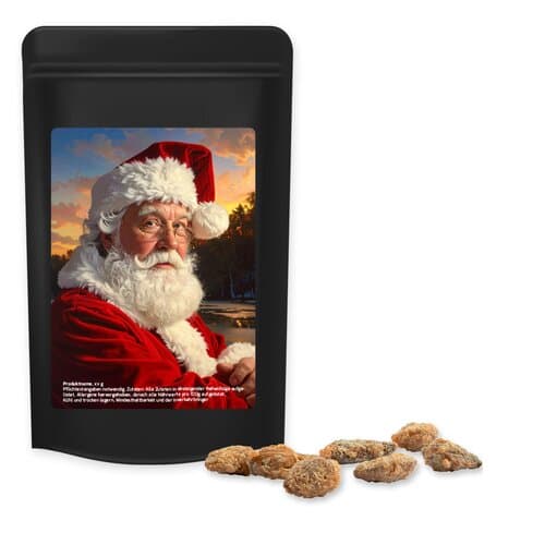 Feuergebrannte Mandeln ohne Zuckerzusatz, ca. 80g, Standbeutel Midi schwarz