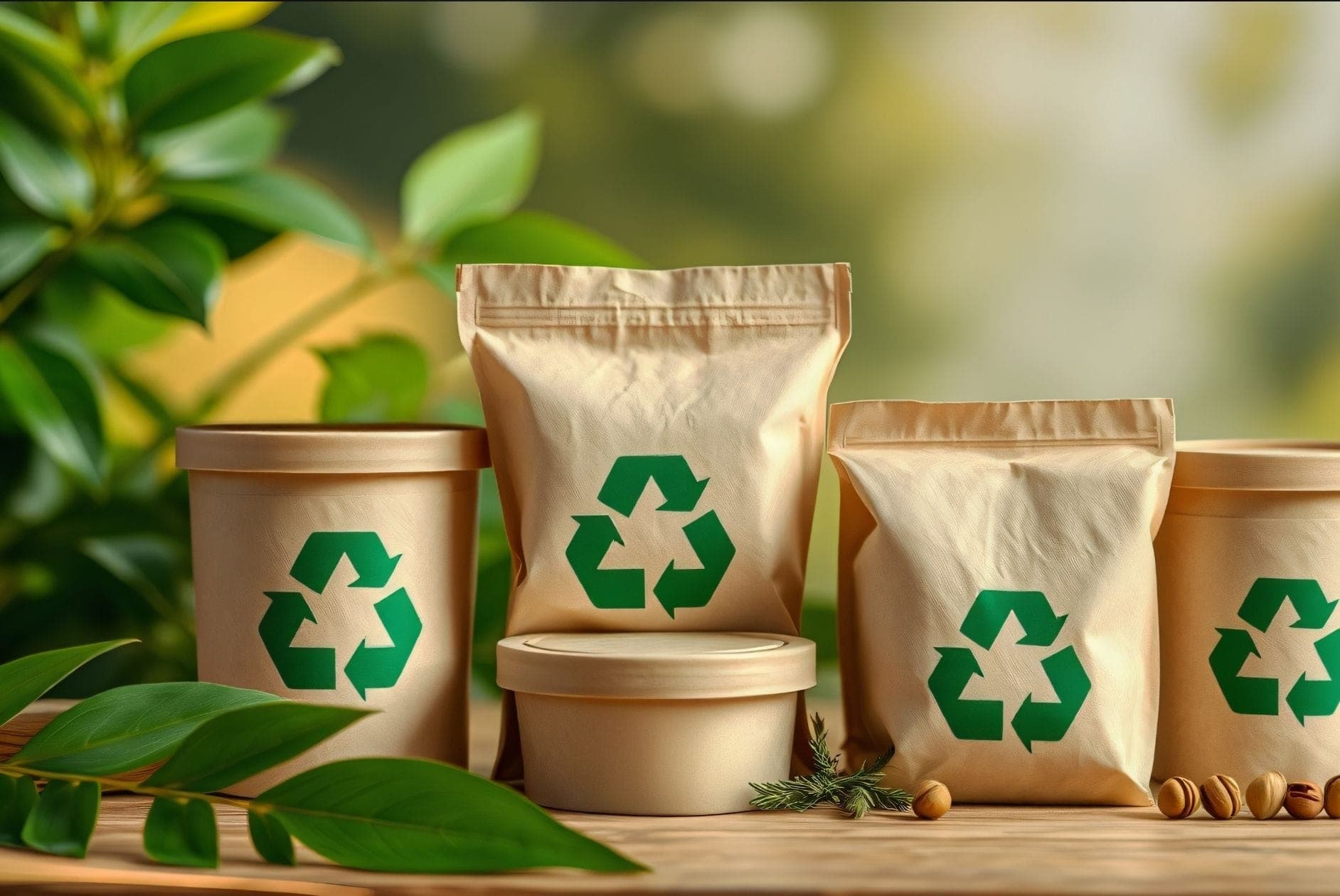 Header: Verpackungen mit Recycling Symbol